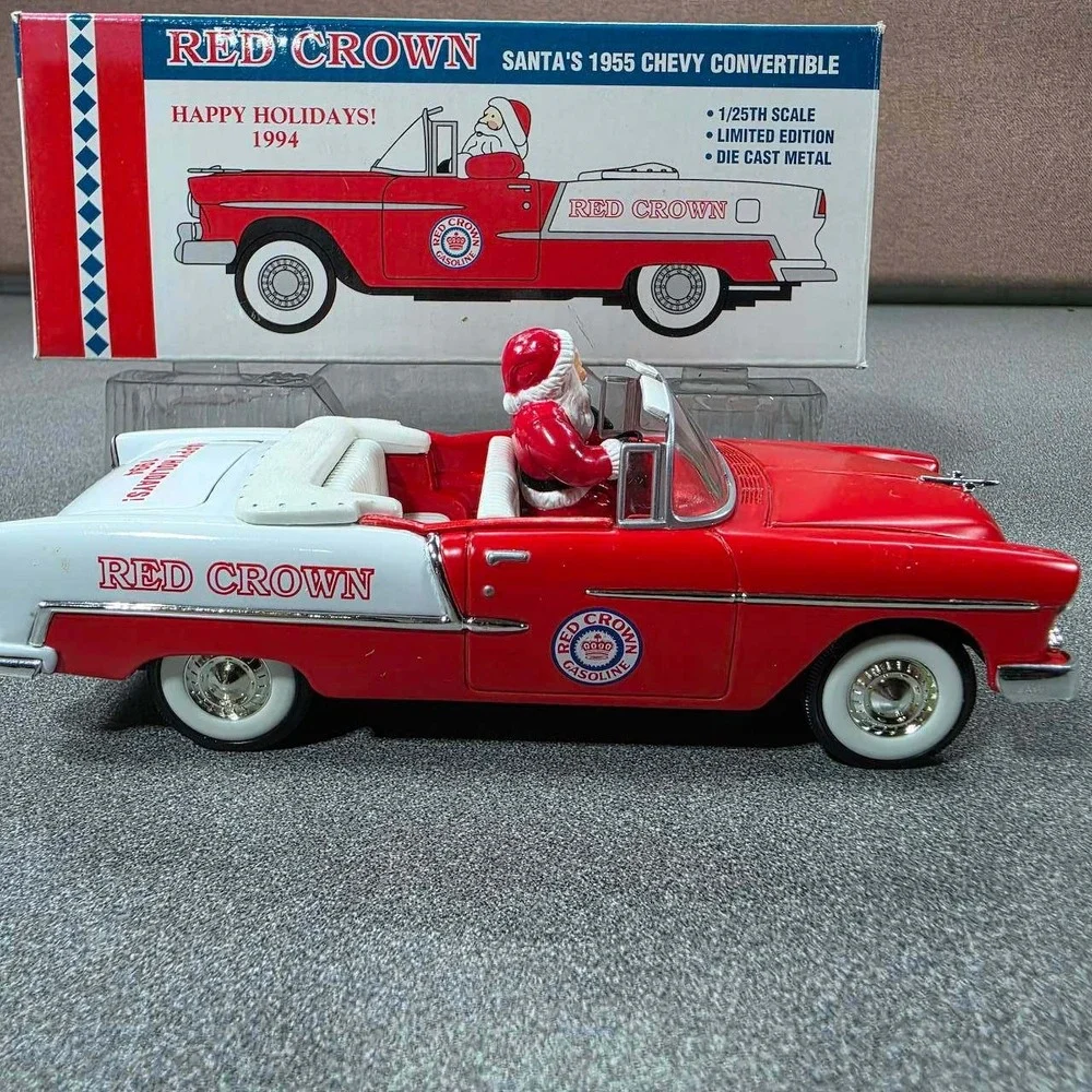 Red Crown 1955 Chevy Convertible Santa 1/25 Scale Excellent 1994 Christmas Car